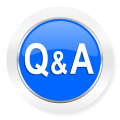 question answer blue glossy web icon