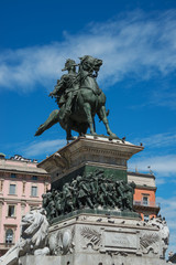 Vittorio Emanuele monument in the center of Milan, Italy