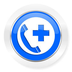 emergency call blue glossy web icon