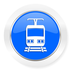train blue glossy web icon