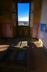 A window, in an abandoned castle in italy