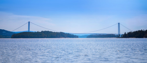 High coast bridge in blue haze