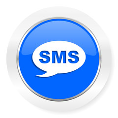 sms blue glossy web icon