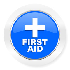 Obraz premium first aid blue glossy web icon