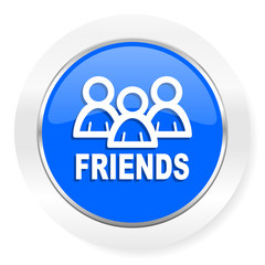 friends blue glossy web icon