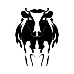 Portrait big black and white cow vector