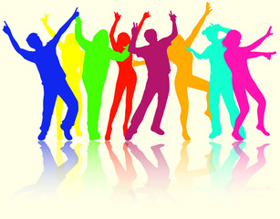 Dancing people silhouettes