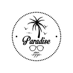 Simple Stylish Black And White Beach Related Label