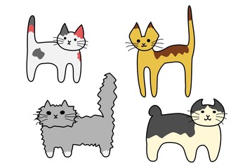 立っている猫たち