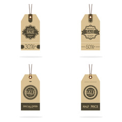 Set Of Vintage Style Sale Tags Design Isolated