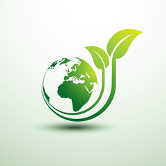 Green earth concept with leaves,vector illustration