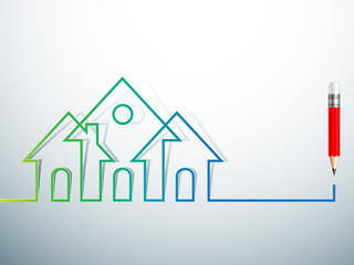 design house Real Estate icon with pencil. Vector design