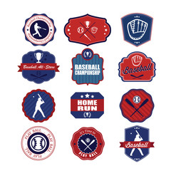 Set of vintage baseball labels and badges. Illustration eps10
