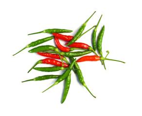 hot chili peppers isolated on a white background.