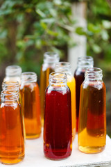 different bottles of juice