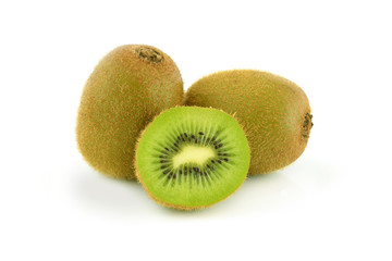 Fresh organic kiwi with leaves