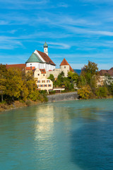 Obraz premium view on river in romantic Bavarian city Fussen, Germany