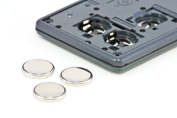 Lithium batteries on white background