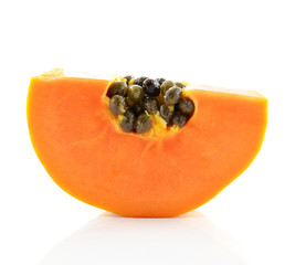 sliced papaya isolated on a white background