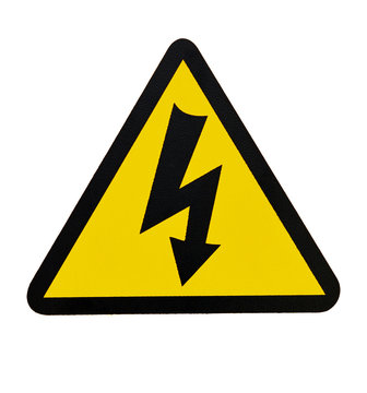 Sign of Danger High Voltage Symbol isolated on White