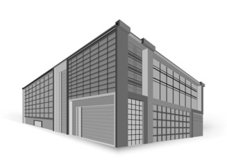 Modern building style gray color on a white background