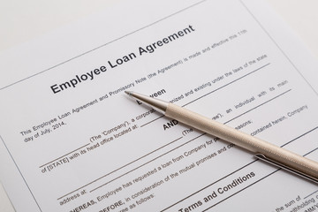Fototapeta na wymiar Employee loan agreement