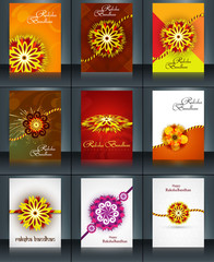Beautiful raksha bandhan brochure template collection set reflec