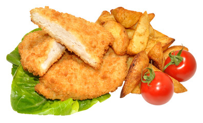 Breaded Chicken Breast Fillets And Potato Wedges
