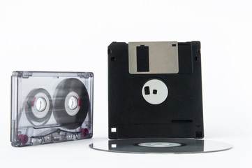 disk, tape and floppy disk