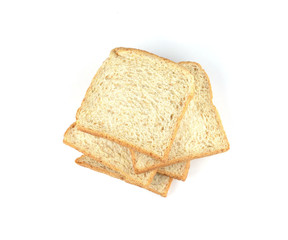 Brown bread slice isolated on white background