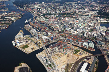 Fototapeta premium Speicherstadt und HafenCity Hamburg Luftaufnahme