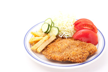 side dishes and pork cutlet