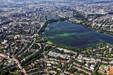 Hamburg, Luftaufnahme mit Alster