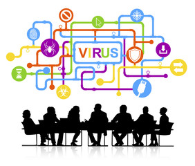 Vector of Business People and Computer Virus