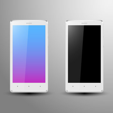 Realistic illustration of a white smartphone