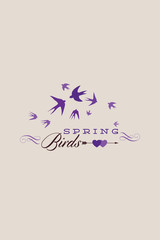 Vector illustration with spring birds and