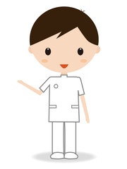 白衣の男性　案内