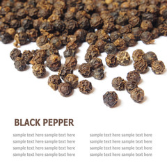 Black pepper peppercorn isolated on white background