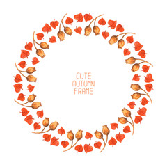 Vector watercolor autumn frame. Illustration. Beautiful