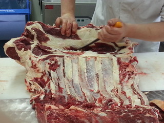 Meat being butchered