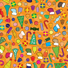 Christmas icons  in a simplified style-seamless christmas