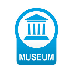Etiqueta tipo app azul redonda MUSEUM