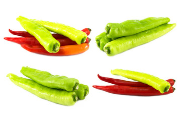 Red and green pepper isolated on a white background