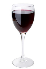 Red wine glass isolated on white background
