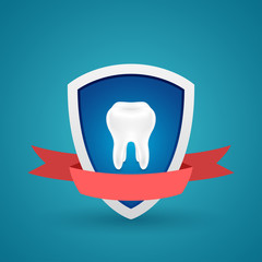 Tooth on the shield protected icon