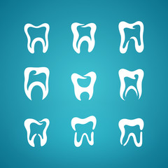 Painted teeth toothpaste icon set
