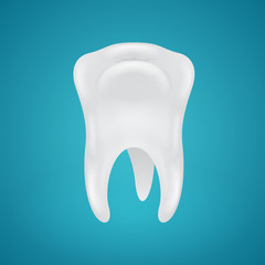 Human teeth on blue background