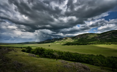 landscape with fields in spring