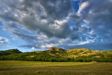 Obraz premium landscape with fields in spring