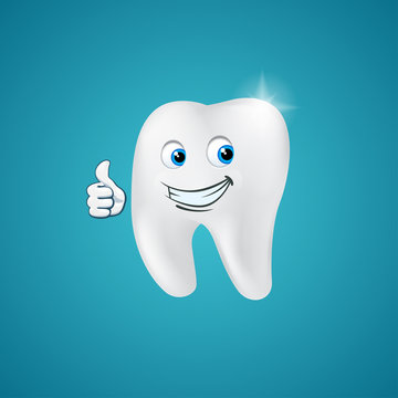 Animated hero happy human tooth